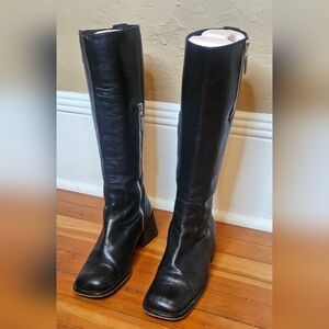 Kenneth Cole Vintage Black Leather Knee-High Boots